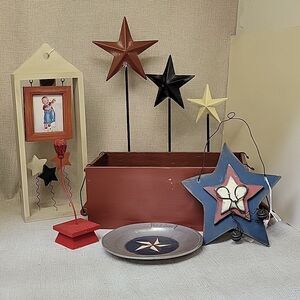 vintage patriotic red white and blue decor bundle stars and more!
